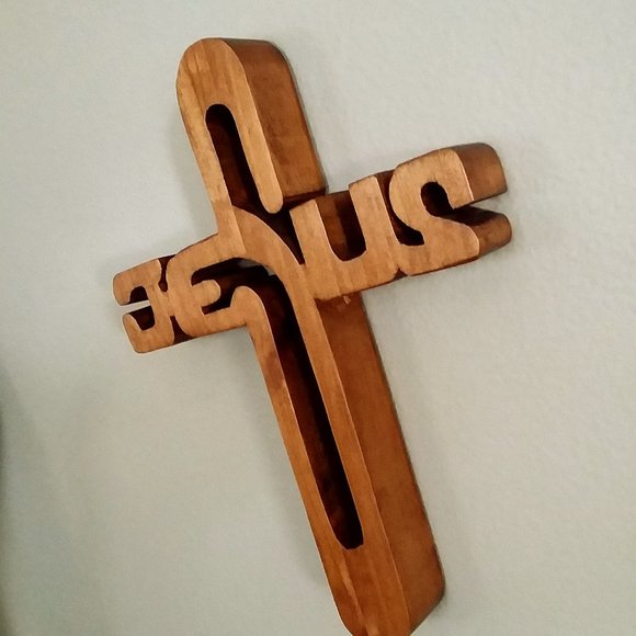 Jesus Name Wooden Cut Out Christian Wall Decor 8" x 6" x 1" - Picture 5 of 10